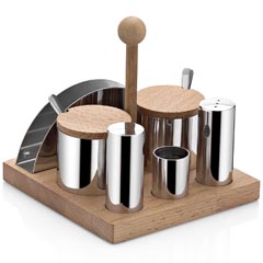 Groovy Set of 6 Salt and Spice Shakers, Round, Gold - Groovy