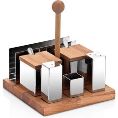 Groovy Set of 6 Salt and Spice Shakers, Square, Matte-Glossy - Groovy