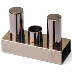 Groovy Three-Piece Round Thin Salt Shaker Set, Copper - Groovy