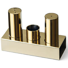 Groovy Triple Round Slim Salt Shaker Set, Gold - Groovy