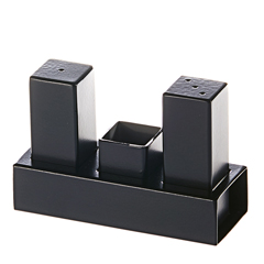 Groovy Triple Square Salt Shaker Set, Black - Biradlı