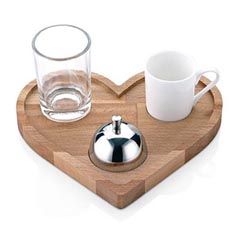 Groovy Wooden Stand Heart-shaped Turkish Coffee Presentation 20x18x1.8 cm - Groovy