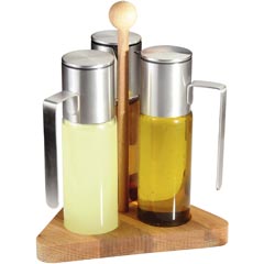Groovy Wooden Stand 3-Piece Oil Container, 180 Cc - Groovy