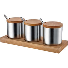 Groovy Wooden Stand, 3-Piece Spice Set Round, Matte-Glossy - Groovy