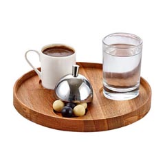 Groovy Wooden Stand Turkish Coffee Service Set Round, 19x2 cm - Groovy