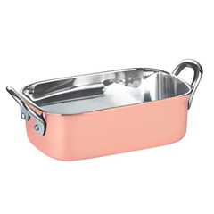 Gurmeaid Mini Rectangular Pot, Copper Exterior, Stainless Steel Interior, 14.5x9.5x4.5 cm - Gurmeaid