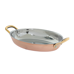 Gurmeaid Oval Egg Pan, Copper Exterior, Stainless Steel Interior, 18 cm - Gurmeaid