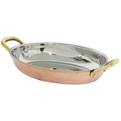 Gurmeaid Oval Egg Pan, Copper Exterior, Stainless Steel Interior, 20.75x15.75x3.75 cm - Gurmeaid