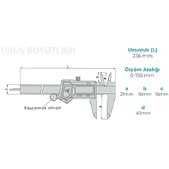 İnsize 1130-150 Left-Handed Digital Caliper, 0-150 mm - 5