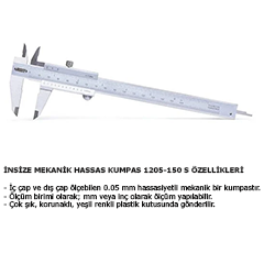 İnsize Mekanik Kumpas 1205-150S, 150 mm - 2