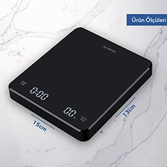 Kumtel HV60-02 Digital Timer Precision Coffee Scale, 0.1 gr Sensitivity, Black - 2