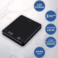 Kumtel HV60-02 Digital Timer Precision Coffee Scale, 0.1 gr Sensitivity, Black - 3