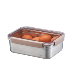 LocknLock Paslanmaz Çelik Fırın ve Saklama Kabı, Dörtgen Kilitli 1.5 Lt, Kahverengi - 1