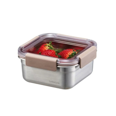 LocknLock Paslanmaz Çelik Fırın ve Saklama Kabı, Kare Kilitli 700 ml, Kahverengi - 2