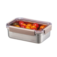 LocknLock Stainless Steel Oven and Storage Container, Rectangular Locking 1 Lt, Brown - 2