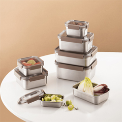 LocknLock Stainless Steel Oven and Storage Container, Square Lock 1.3 Lt ml, Brown - 4