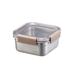 LocknLock Stainless Steel Oven and Storage Container, Square Lock 700 ml, Brown - Lock&Lock