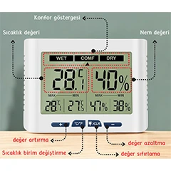 Loyka DTH-150 Geniş Ekranlı Sıcaklık Nem Ölçer - 7
