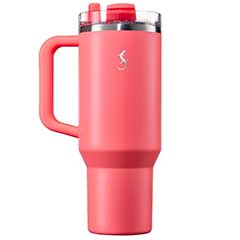 Lurch 240876 Big Cup Paslanmaz Çelik Termos, Çift Cidarlı, Sızdırmaz, Uzatılabilir Piteli, 1,2 Litre, Mercan Pembesi 
