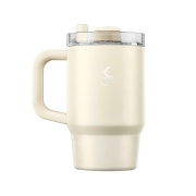 Lurch 270976 Big Cup, Paslanmaz Çelik Termos, Uzatılabilir Pipetli, Çift Cidarlı, Sızdırmaz, 0.8 L, Fil Dişi - Lurch