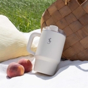 Lurch 270976 Big Cup, Paslanmaz Çelik Termos, Uzatılabilir Pipetli, Çift Cidarlı, Sızdırmaz, 0.8 L, Fil Dişi - Lurch (1)