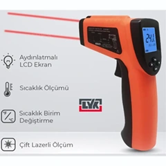 LYK DT8016H Çift Lazerli Lazer Termometre, 1600C - 2