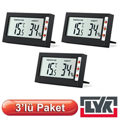 LYK STH Mini Temperature and Humidity Meter, 3 Pieces - 1