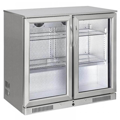 NDustrıo GDC-250-SS Bar Arkası 2 Kapılı Şişe Soğutucu, Inox, 90x52x90 cm - NDustrıo