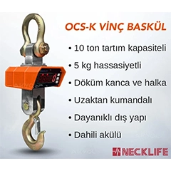 Necklife OCS-K Dijital Vinç Baskülü, 10 Ton, 5 kg Hassasiyetli - 2