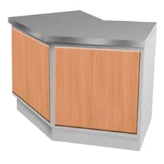 Neutral Service Counter, Angled, Work Table with Intermediate Shelves, Wood Covered, 150x70 cm - Öztiryakiler