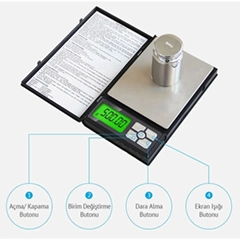 Notebook Kapaklı Cep Terazisi 0.01gr / 500gr - 2