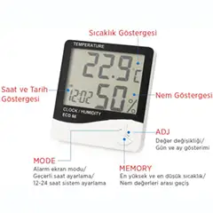 OEM ECO 60 Ekonomik Fiyatlı Sıcaklık ve Nem Ölçer - 2