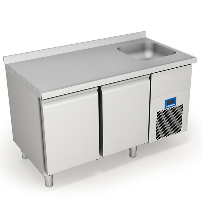 Öztiryakiler 2 Kapılı Monoblock Undercounter Refrigerator, With Sink, GN Type, Tag 270 Ntv.e, 304 Quality - 1