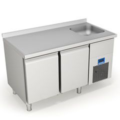 Öztiryakiler 2 Kapılı Monoblock Undercounter Refrigerator, With Sink, GN Type, Tag 270 Ntv.e, 304 Quality - Öztiryakiler