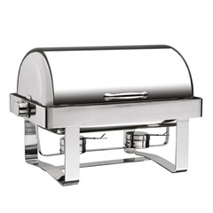 Öztiryakiler Chafing Dish, 180 Degree Hinged Lid, Flat Foot, Sliding, Without Heater - Öztiryakiler
