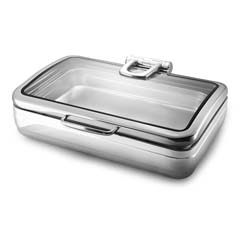 Öztiryakiler Chafing Dish, Rectangular, Glass Lid, Sliding, Without Heater, Gn 1/1, 11.2 Litre - 1