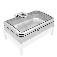 Öztiryakiler Chafing Dish, Rectangular, Glass Lid, Sliding, Without Heater, Gn 1/1, 11.2 Litre - 2