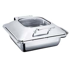 Öztiryakiler Chafing Dish, Rectangular with Glass Lid, Without Stand, 6 lt, 2/3 Gn - Öztiryakiler