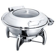 Öztiryakiler Chafing Dish, Round, Glass Lid, Footed, 6 L, Gn 2/3 - Öztiryakiler