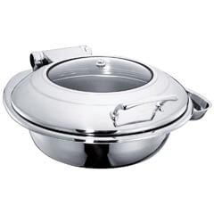 Öztiryakiler Chafing Dish, Round, Glass Lid, Without Stand, 6 L, Gn 2/3 - Öztiryakiler