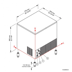 Öztiryakiler Ice Cube Machine, 68 kg/day, 40 kg Storage Bin, OKB68A - 2