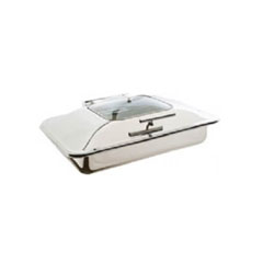 Öztiryakiler Dikdörtgen Cam Kapaklı Chafing Dish, Ayaksız, Gn 1/1, 9 lt - Öztiryakiler