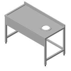 Dish Scraping Table with Drainage Groove 190x70 cm - Öztiryakiler