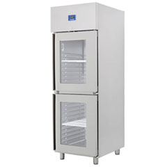 Öztiryakiler Double Half Glass Door Upright Refrigerator, K Type, GN 600 NMV Model, 304 Quality - Öztiryakiler