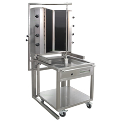 Öztiryakiler Gas Döner Machine, with Cart, 8 Radiant, Glass, 44 GUD CVA - Öztiryakiler