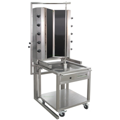 Öztiryakiler Gas Döner Machine, With Trolley, 10 Radiants, With Glass, 55 GUD CVA - Öztiryakiler