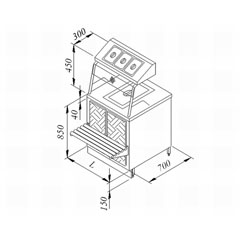 Öztiryakiler Hot Service Unit, Gas, Wooden Covered, 120x70 cm - Öztiryakiler
