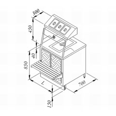 Öztiryakiler Hot Service Unit, Vented, 150x70 cm - Öztiryakiler
