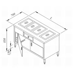 Öztiryakiler Hot Service Unit, with Electric Hot Cabinets, 240x70 cm - Öztiryakiler