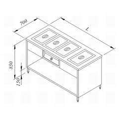 Öztiryakiler Hot Service Unit, With Valve, 120x70 cm - Öztiryakiler